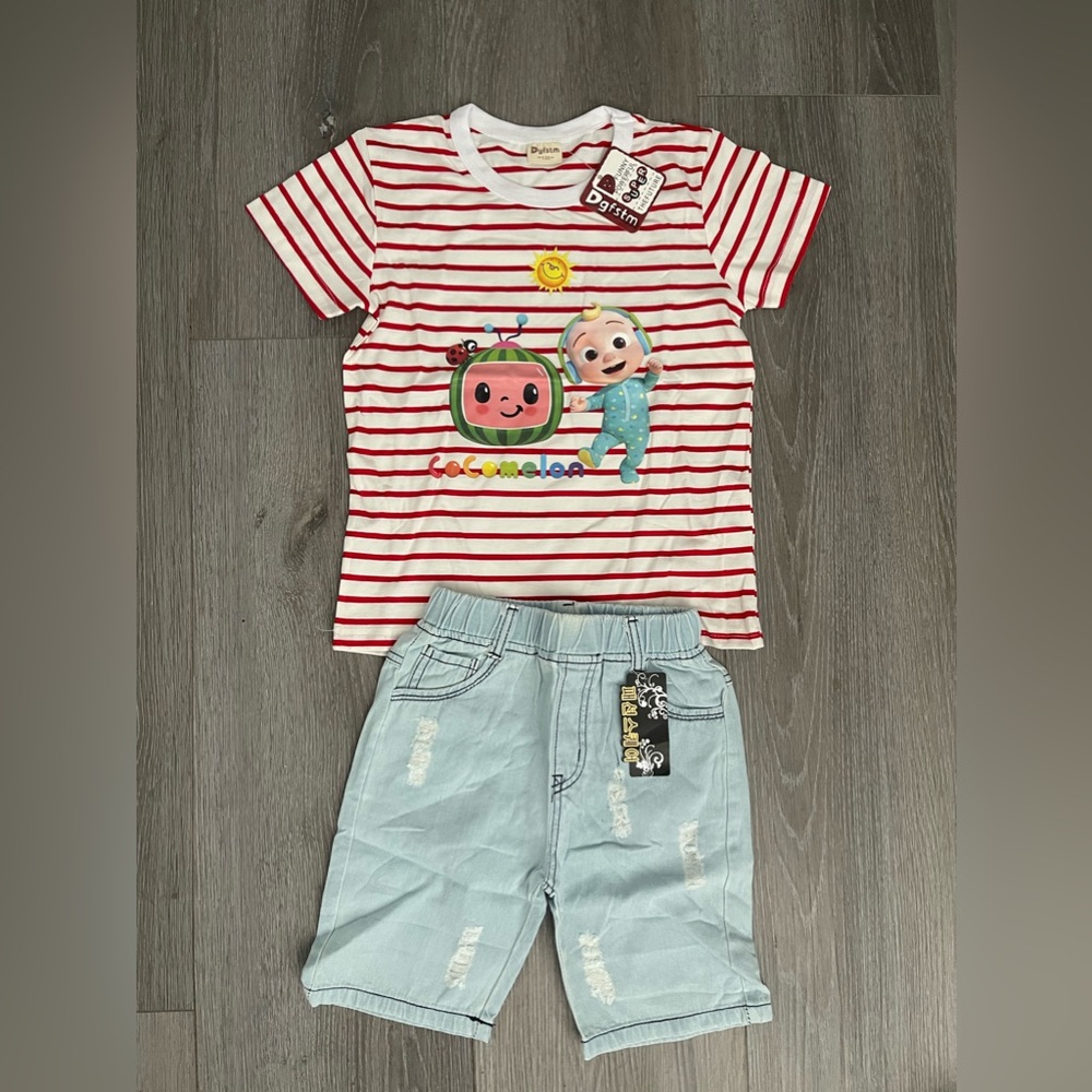 Summer Cocomelon Outfit Baby Denim Set Clothes 2pc, 6-8 yrs old